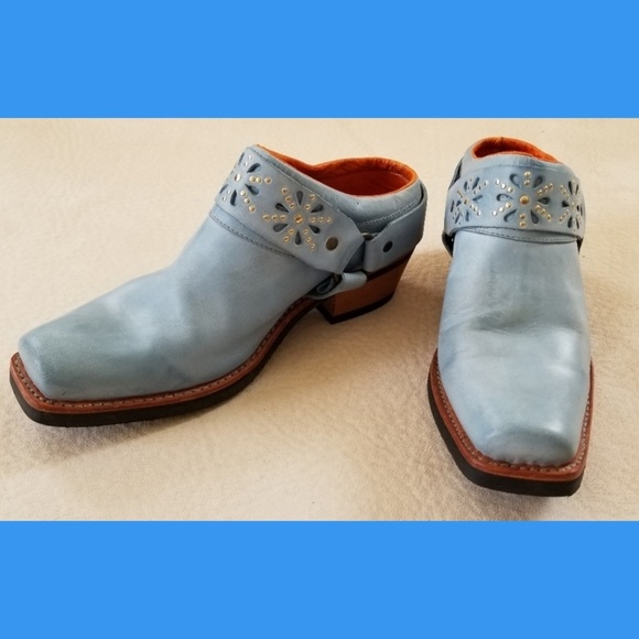 Frye Shoes - Frye baby blue mules